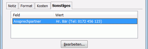 Registerkarte Sonstiges im Eintragsfenster